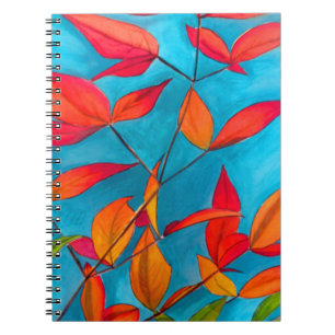 Caderno Espiral Folhas de laranja Arte original do outono