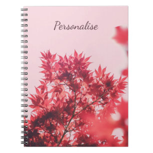 Caderno Espiral Folhas de Mapeamento Vermelho em Cor-de-Rosa Perso