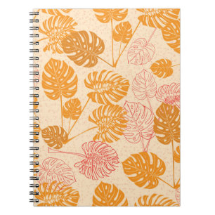 Caderno Espiral Folhas de Monstera: silhueta tropical sem costura