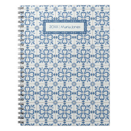 Caderno Espiral Folhas de Natal e azulejos de flores