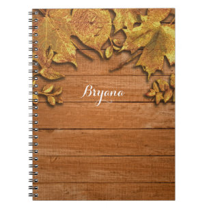 Caderno Espiral Folhas de Ouro Falso de Outono Arte Outono Elegant