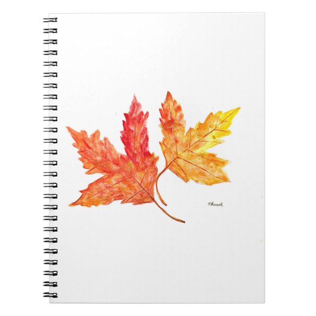 Caderno Espiral Folhas de outono aquarela (Frente)