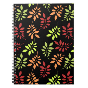 Caderno Espiral Folhas de outono coloridas em notebooks de tons qu