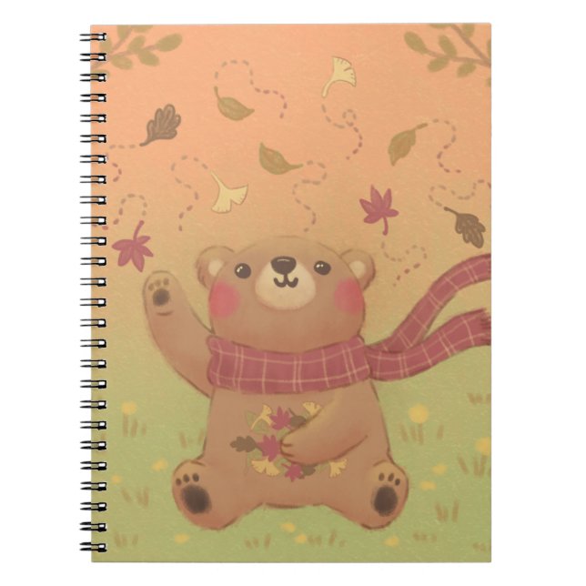 Caderno Espiral Folhas de outono do Urso de Teddy (Frente)