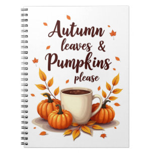 Caderno Espiral Folhas de outono e Pumpkins, por favor