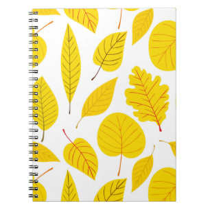 Caderno Espiral Folhas de outono em amarelo