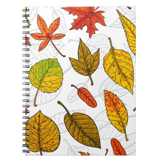 Caderno Espiral Folhas de outono em branco (Frente)