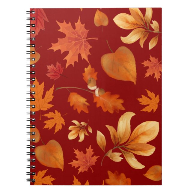 Caderno Espiral Folhas de outono em cores de outono (Frente)