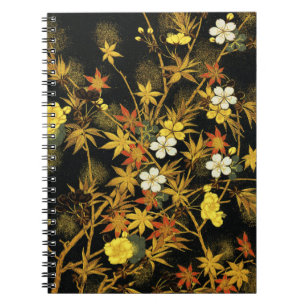 Caderno Espiral Folhas de Outono Japonesas Antigas Botânicas