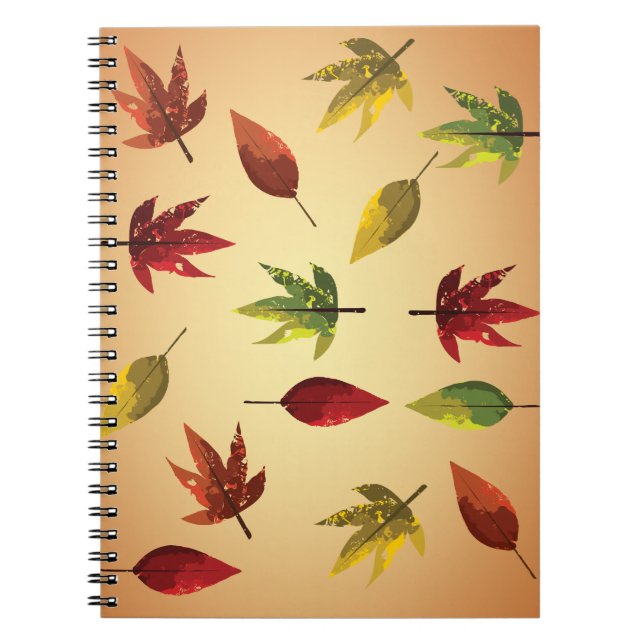 Caderno Espiral Folhas de Outono Pintadas (Frente)