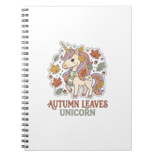 Caderno Espiral Folhas de Outono Unicórnio Design Gráfico de Merch