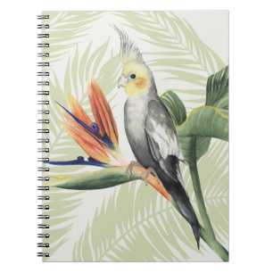 Caderno Espiral Folhas de Palma com Pássaro Preto