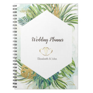 Caderno Espiral Folhas de Palmeira Tropical Gold Verão