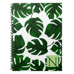 Caderno Espiral Folhas de Palmeira Tropical Verde Escuro Verão Bot