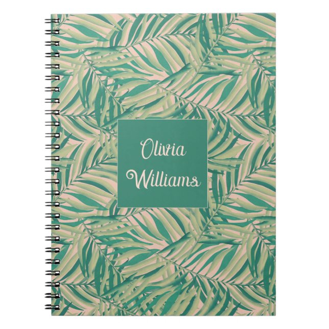Caderno Espiral Folhas de Palmeira Verdes Estética (Frente)