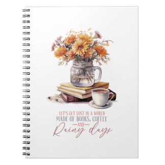 Caderno Espiral Folhas de queda e flores