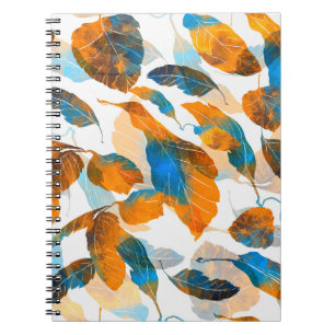 Caderno Espiral Folhas de silhueta: aquarela, prato digital sem co