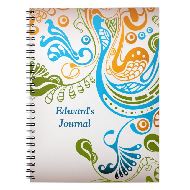 Caderno Espiral Folhas e aves em espiral (Frente)