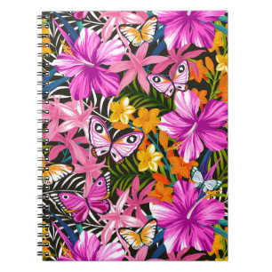 Caderno Espiral Folhas e flores tropicais