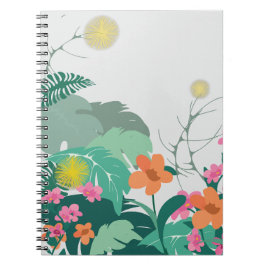 Caderno Espiral Folhas e Flores Tropicais Pastel