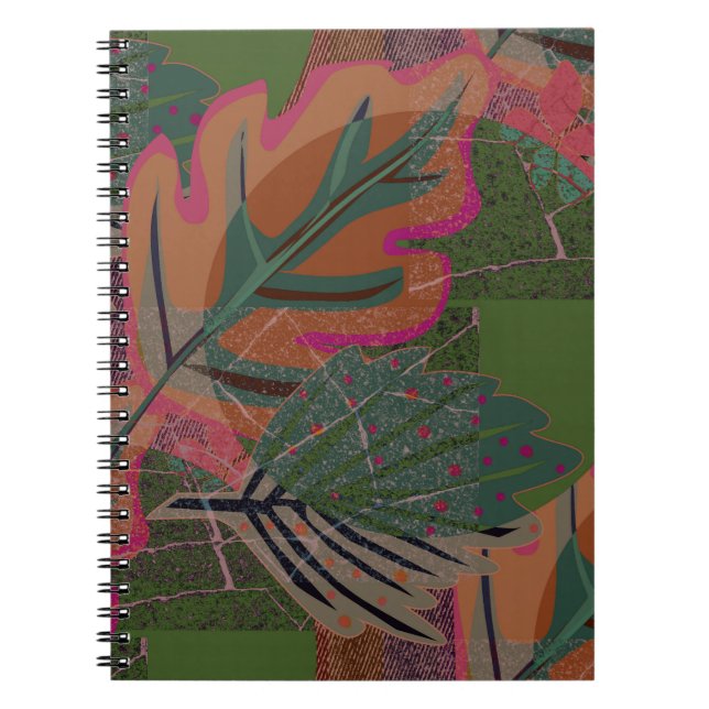 Caderno Espiral Folhas e formas geométricas. (Frente)