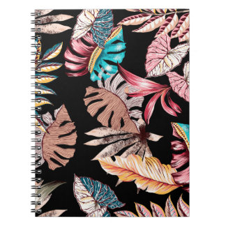 Caderno Espiral Folhas exóticas étnicas, folclóricas, vinhetas