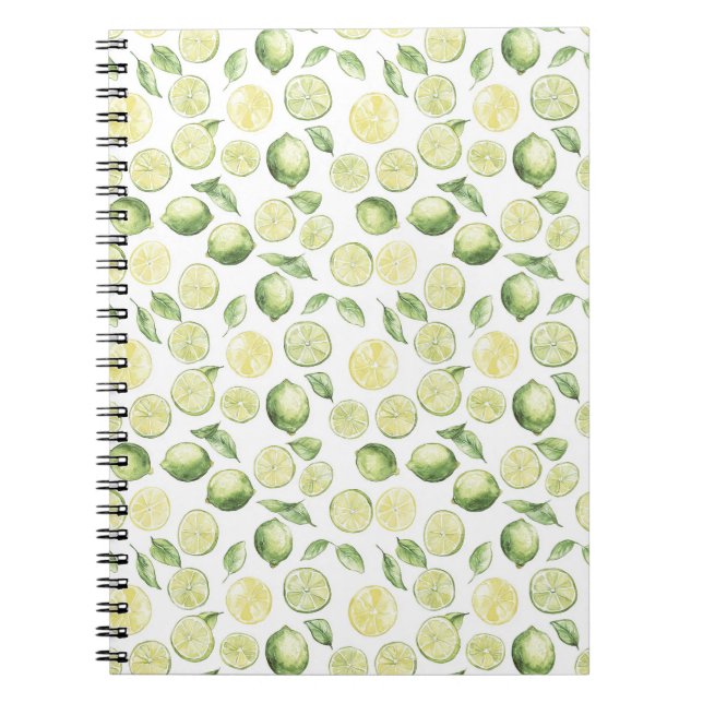 Caderno Espiral Folhas Frutas Limões Verdes (Frente)