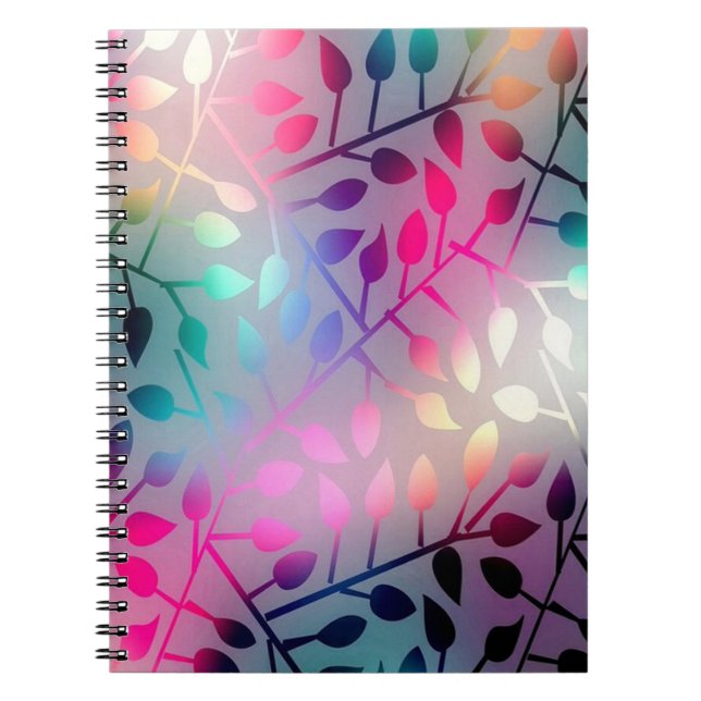 Caderno Espiral Folhas Iridescentes (Frente)