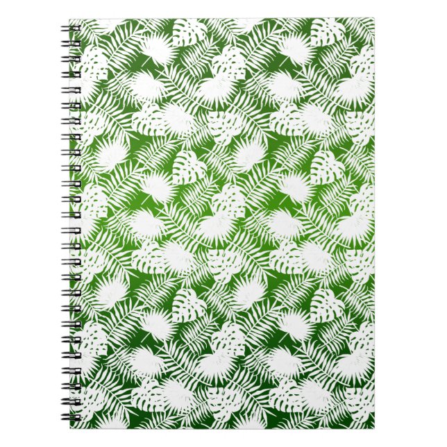 CADERNO ESPIRAL FOLHAS PADRÃO SEM EMENDAS VERDE BRANCO (Frente)