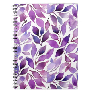 Caderno Espiral Folhas Roxas