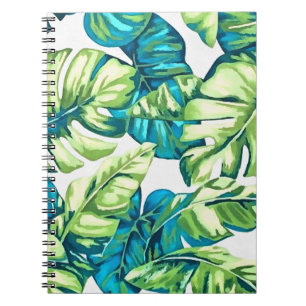 Caderno Espiral Folhas Tropicais Coloridas De Banana E Monstera