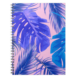 Caderno Espiral Folhas tropicais de palma, folhas de selva, flora 