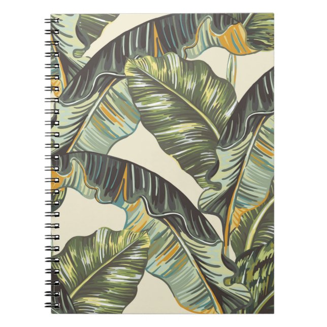 Caderno Espiral Folhas tropicais de palmeira, folha sem soldadura (Frente)