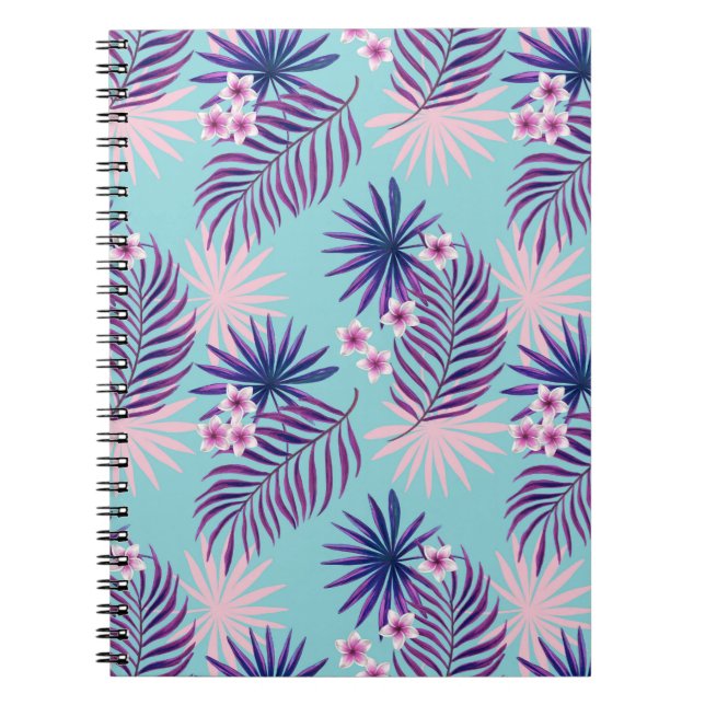 Caderno Espiral Folhas tropicais e flores 2 (Frente)