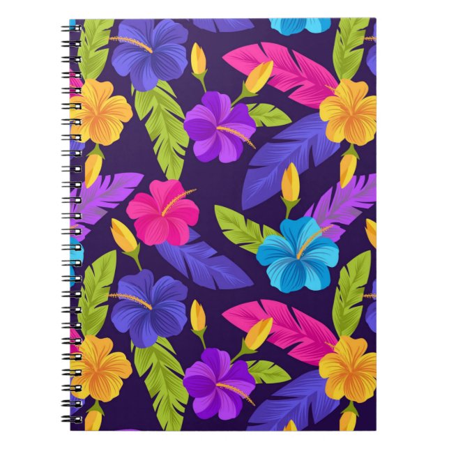 Caderno Espiral Folhas tropicais e flores Padrão-23857 (Frente)