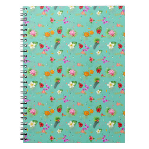 Caderno Espiral Folhas tropicais em Turquesa