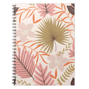 Caderno Espiral Folhas tropicais exóticas retiradas manualmente,