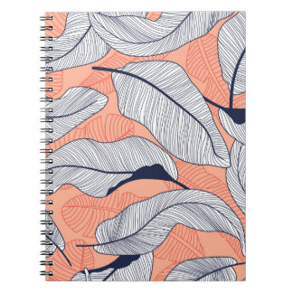 Caderno Espiral Folhas tropicais, folhas da selva sem costura fl