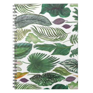 Caderno Espiral Folhas tropicais: fundo sem costura de aquarela