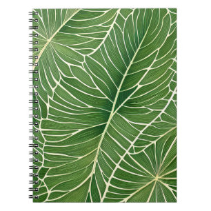 Caderno Espiral Folhas tropicais verdes em aquarela