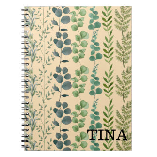 Caderno Espiral Folhas Verdes