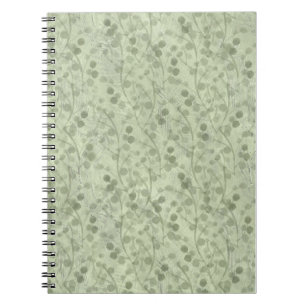 Caderno Espiral Folhas verdes claras vintage com estilo cottagecor