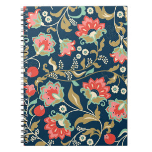 Caderno Espiral Folk Floral Colorful: Desenho Mão Sem Costura