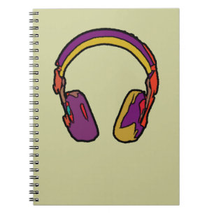 Caderno Espiral fone de ouvido do dj colorido