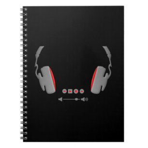Caderno Espiral Fones de ouvido com botões de controle de volume d