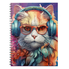 Caderno Espiral Fones de ouvido para gatos Ginger
