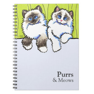 Caderno Espiral Fora-Trela personalizada Art™ dos gatos de Ragdo