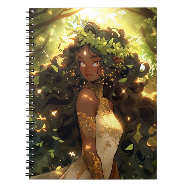Caderno Espiral Forest Elf African Black Fantasy Art (Frente)
