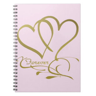 Caderno Espiral Forever Corações Douradas cores de fundo editáveis