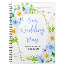 Caderno Espiral Forget-Me-Nots Daisies Floral Wedding Planner